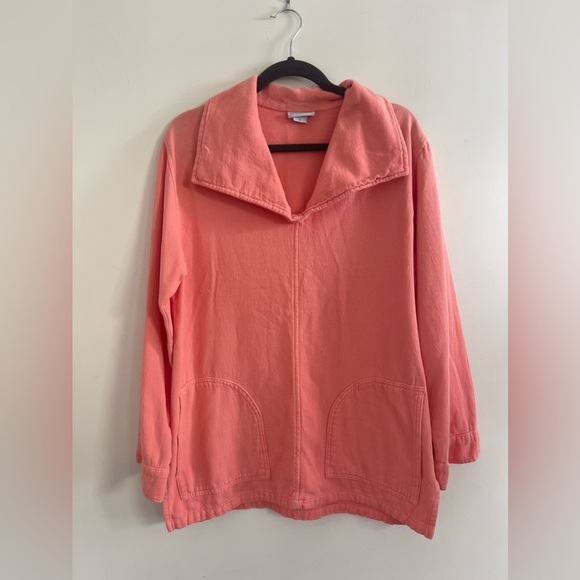 Soft Surroundings Tops - Soft Surroundings Women's Coral Cotton Collared Pullover Tunic w Pockets Size M